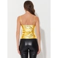 thumbnail image 4 of Camiseta holográfica Allegra K Sin mangas Brillante Oro S, 4 of 5