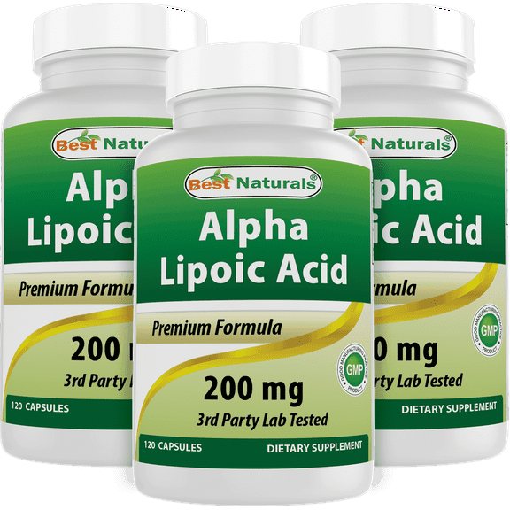 3 Pack Best Naturals Alpha Lipoic Acid 200 Mg 120 Capsules
