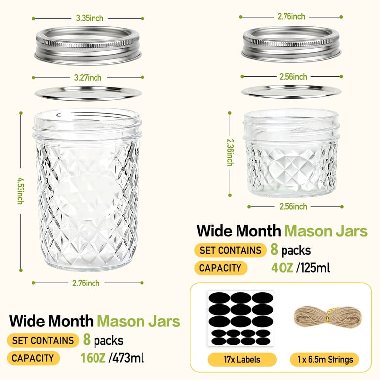 Taimasi 16-Pack Mason Jar Canning Set with Lids photo 8