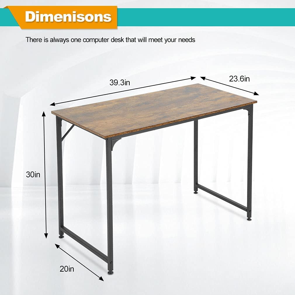 BestOffice 39" Computer Home Office Gaming Desk Desk Engineered Wood Shelves, Craft Desk Study Writing Table for Home Office,Vintage