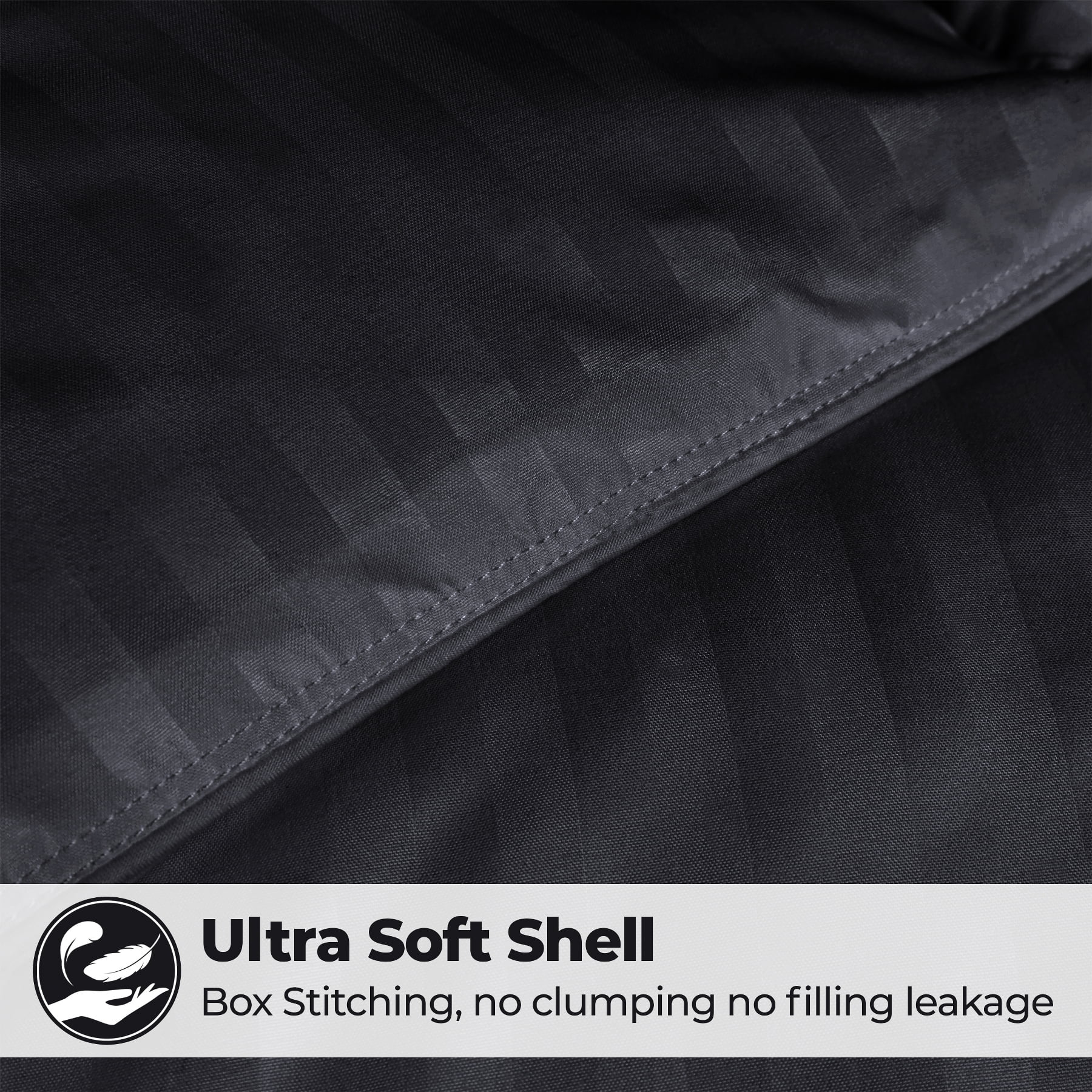 Superior Striped Down Alternative Comforter, King, Black