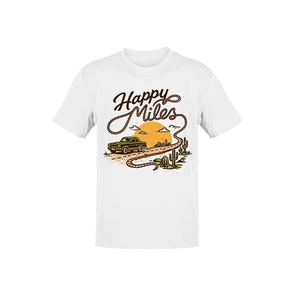 Happy Miles Graphic Men's White T-shirts