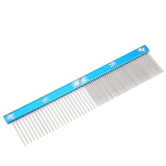 Peine para cortar el pelo de mascotas, antiestático, para perros y gatos, de fila recta (azul)
