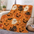 thumbnail image 3 of Halloween Ghost Pumpkin Flannel Throw Blanket, Double-Sided Cozy Cover for Couch Bed Travel Fall Home Decor,39.37x 29.53inch, 3 of 8