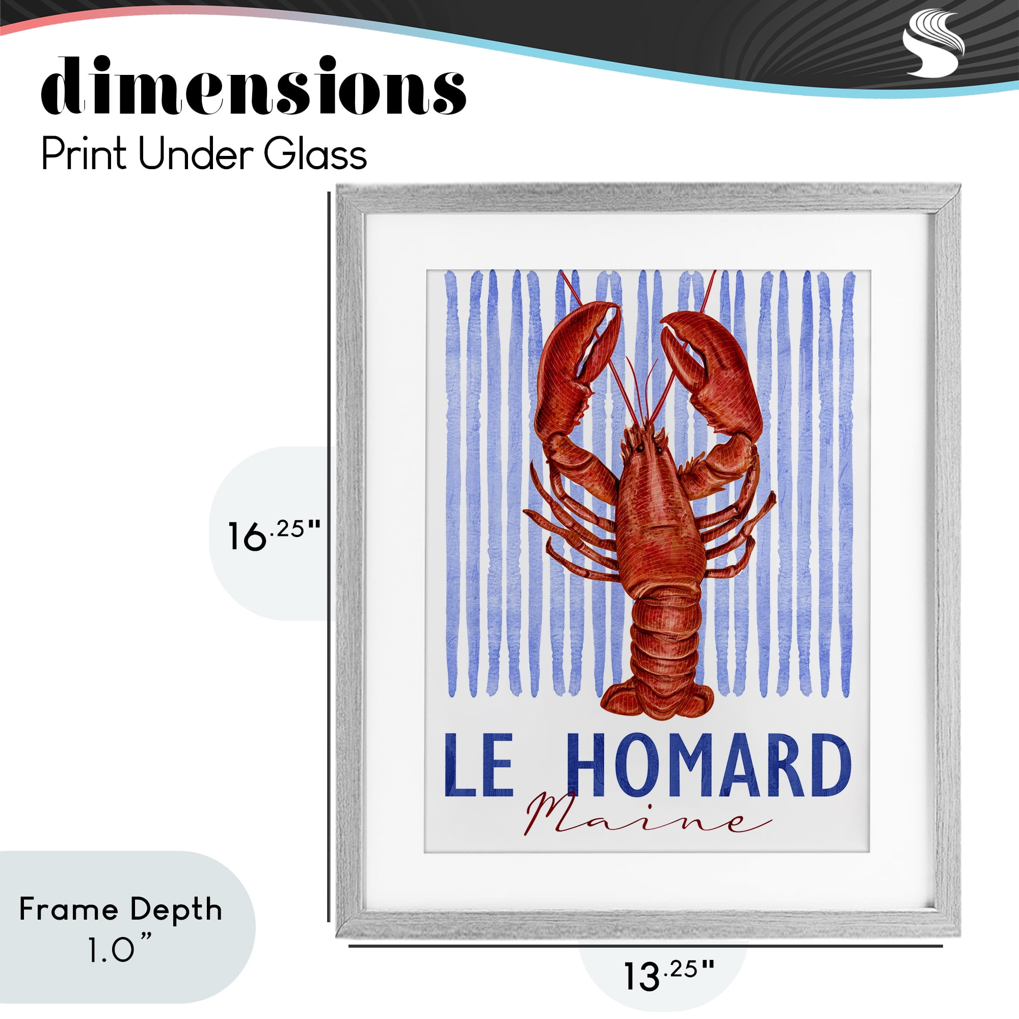 Stupell Industries Le Homard Nautical Stripes Gray Framed Print Under Glass, design by Kim Allen