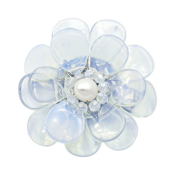 Luminous Flower Moonstone Pearl and Crystal Bead Brooch-Pin for Female Adult