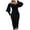 Black, variant on BangWanChi Black Dresses for Women Women Long Sleeve Off-The-Shoulder Knee-High Solid Color Dress