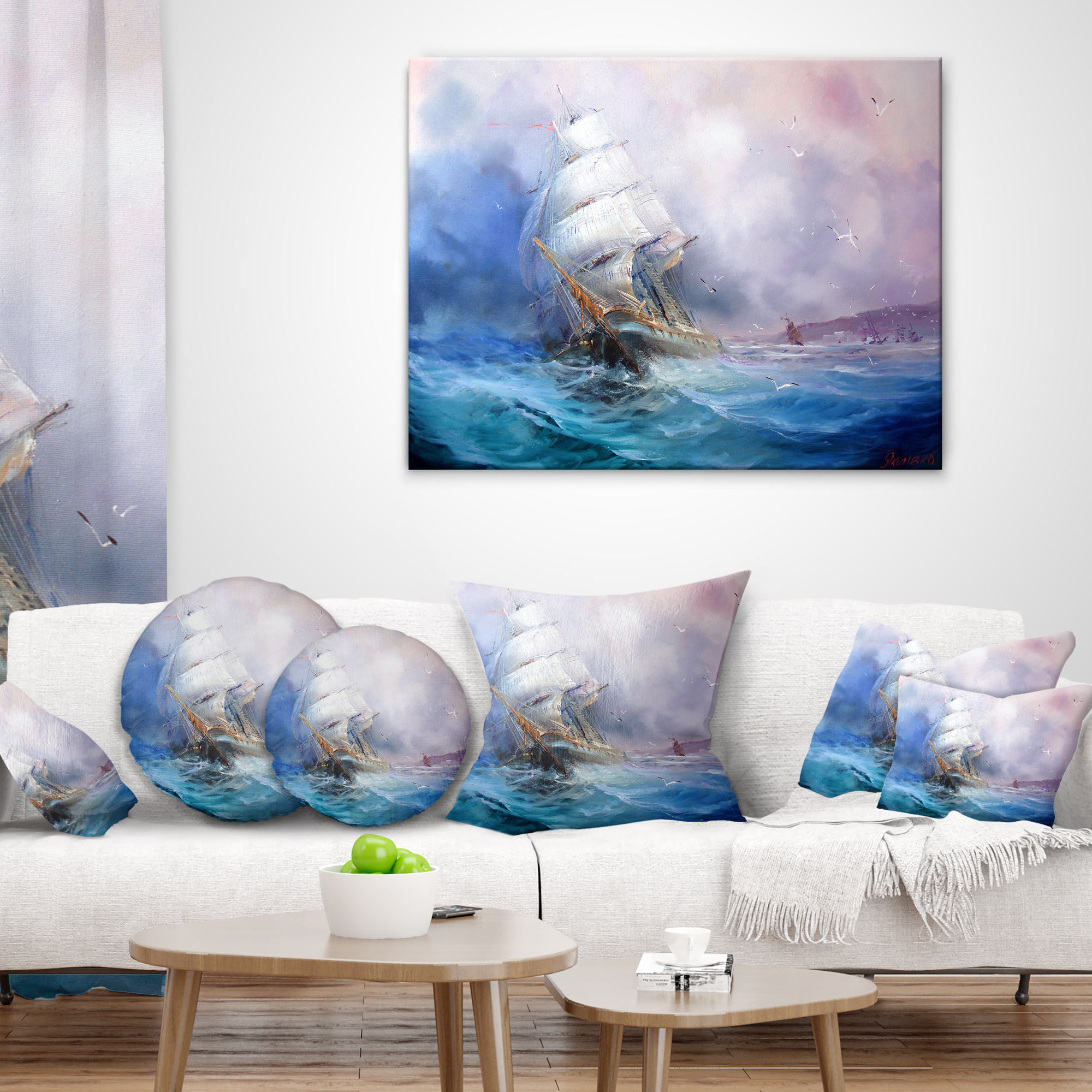 Designart Sea Breeze - Seascape Throw Pillow - 16x16