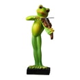 thumbnail image 1 of Estatua de rana, escultura de Animal con Base estable, decoración, figura versátil, adorno para entrada, patios traseros, estantes, estanques, césped Violín, 1 of 8