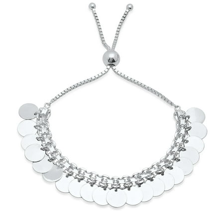 Pori Jewelers Sterling Silver Multi Circle Charm Adjustable Bracelet