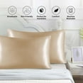 thumbnail image 5 of SIYTUAU Silky Satin Pillow Covers 2 Pack Standard Size 20X30 Inches Breathable Polyester Pillowcase Set For Hair Care Bedding Home Decor Beige Twin Set Beige, 5 of 8