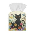 thumbnail image 2 of Psesaysky Tissue Box Cover Square – Black Cat Flower Tissue Box Holder Waterproof PU Leather Modern Facial Decorative Organizer for Bathroom/Car/Office Decor, 2 of 7
