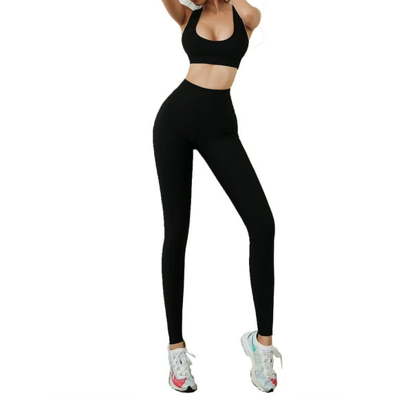 Women's Yoga Wear Suit Female Beauty Back Bra Pocket Running Trousers Sports Fitness Two-Piece Set WERSEON Modelo