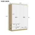 thumbnail image 2 of MAYEERTY 4-Door Wardrobe Closet - Drawers, Shelf & Hanging Rod, White, 2 of 18