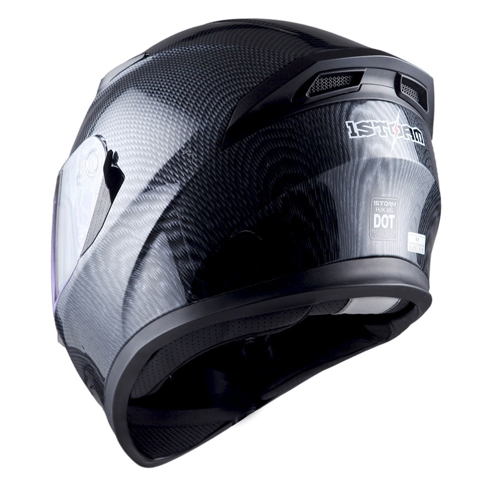 1Storm Motorcycle Full Face Helmet Street Bike Dual Visor/Sun Shield N-HJK316 Carbon Fiber Black