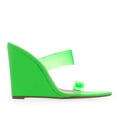 thumbnail image 2 of Lemon Drop Privileged Demille Neon Green High Wedge Open Clear Strap Mule Sandal (Neon Green, 8), 2 of 4