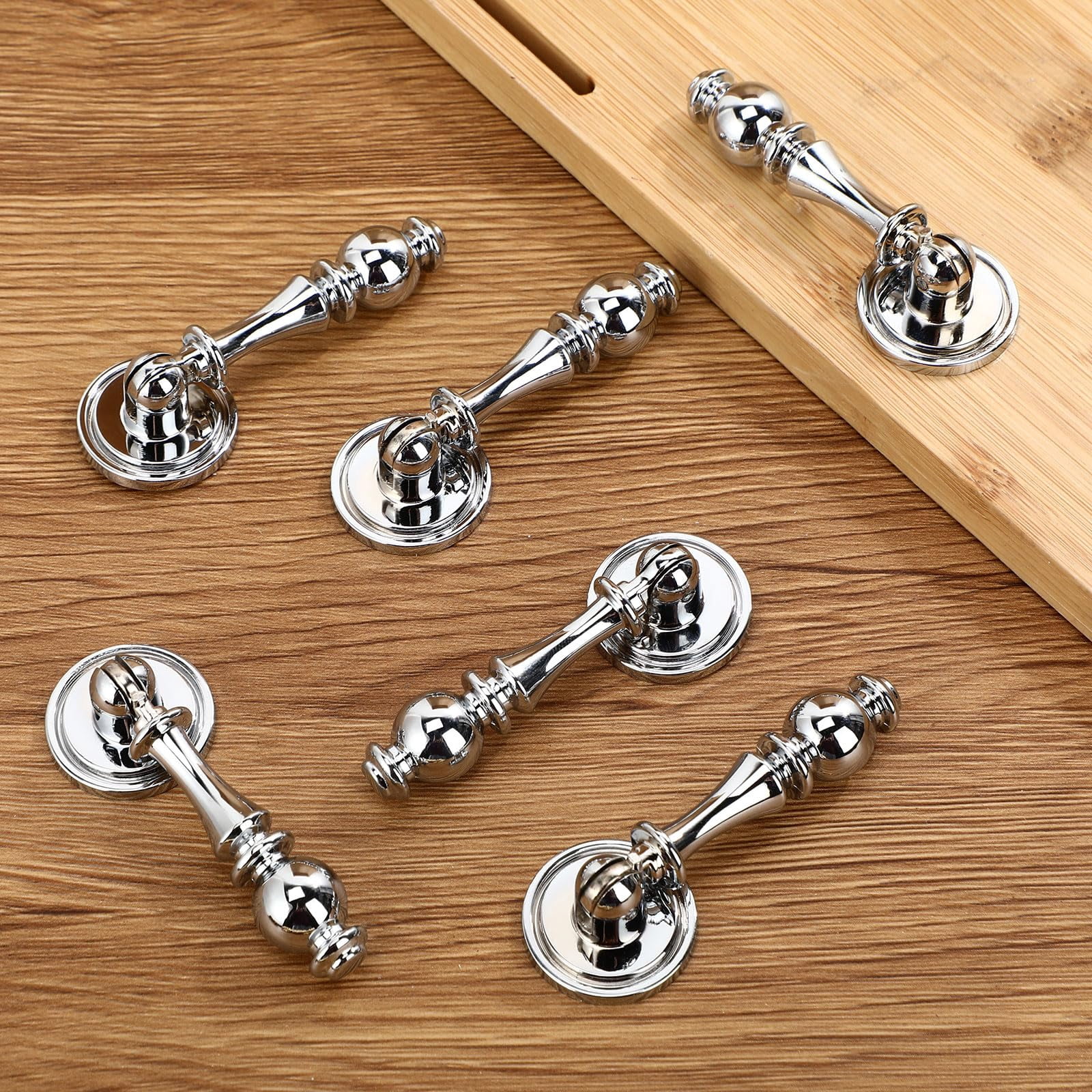 6 Pack Solid Brass Drop Cabinet Pulls 2.5 Inch, Brushed Gold Cabinet Knobs for Dresser and Drawers, Decorative Vintage Brass Cupboard Knob Durable Pendant Knobs for Kitchen Cabinets Wardrobe