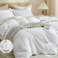 thumbnail image 3 of PHF Waffle Duvet Cover Set King Size, 3 Pieces Soft Breathable Bedding Comforter Cover for All Seasons, Waffle Textured Duvet Cover with 2 Pillow Shams Bedding Collection, 104"x90", White, 3 of 6
