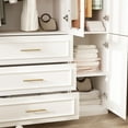 thumbnail image 4 of OXYLIFE Wardrobe Armoire Closet Cabinet with Glass Doors, Hanging Rod and Drawers for Bedroom, 47.4" Wide, 4 of 8