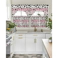 thumbnail image 4 of Dog Paw Swag Valance and Tier Curtains Set Pink Wood Grain Farmhouse Vintage Board Kitchen Curtains 3 Piece Set Rod Pocket Panels for Bedroom Cafe Swag Valances and 36 inches Tiers, 4 of 6