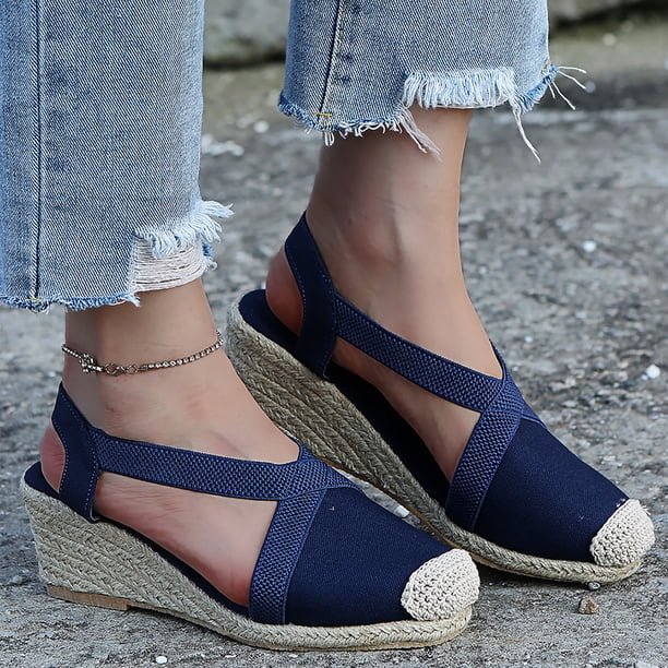 Moda damas cuñas de gran tamaño zapatos envueltos zapatos casuales sandalias de tacón alto Wmkox8yii sa1983