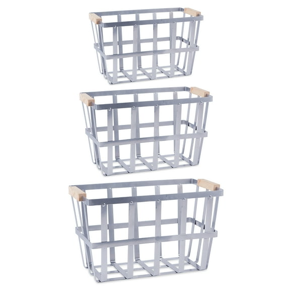 DII Asst Juego de 3 cestas urbanas modernas de metal galvanizado
