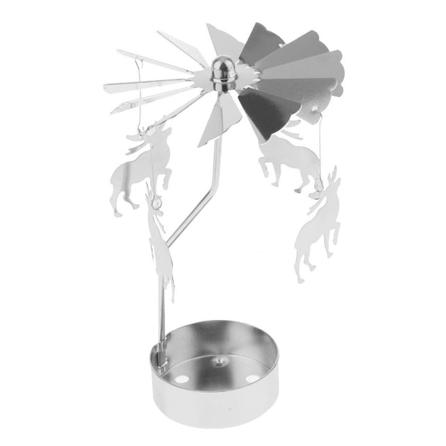 jifeng Christmas Decor Rotating Candle Tea Light Holder Candlestick Deer