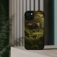 thumbnail image 4 of DistinctInk Tough Case for Apple iPhone 13 (6.1" Screen), Compatible with MagSafe Charging - "Jungle Encounter: A Bengal Tiger and African Elephant", 4 of 6