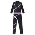 thumbnail image 3 of TiaoBug Kids Girls Skating Gymnastics Workout Outfits Shiny Long Sleeve Sweatshirt with Leggings Pants Suit Light Purple 12, 3 of 5