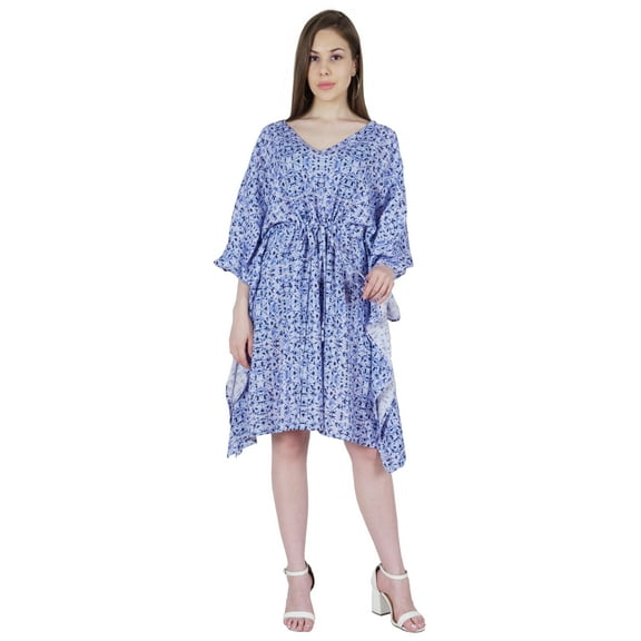Moomaya Printed Short Kaftan For Women Kimono Swimwear Cover-Up Beach Caftan