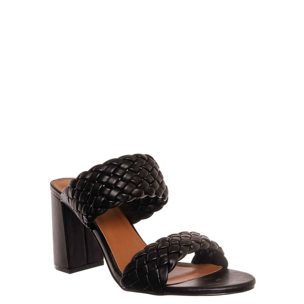 braided stiletto heeled mules