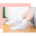 thumbnail image 4 of 5Pairs of Ruffle Pageant Frilly Socks for Toddler Girls Baby White Lace Ankle Dress Socks Summer Mesh Women Sock, 4 of 5
