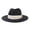Black, variant on Womens Mens Wide Brim Straw Panama Hat Fedora Summer Beach Sun Hats UPF50+