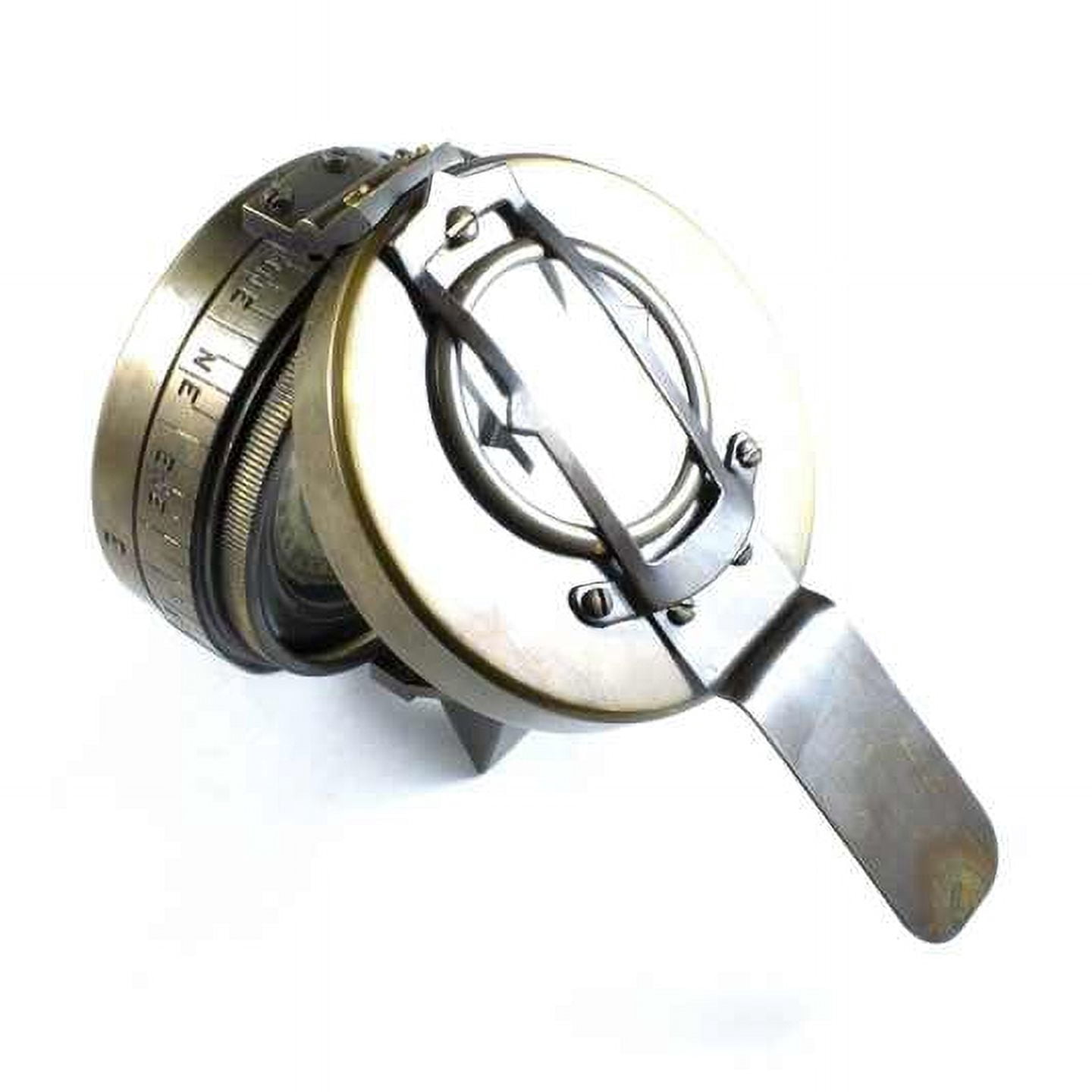 Old Style 3-Inch Jungle Lensatic Compass Brass and Alloy Metal with Luxury Leather Case as a Stylish Gift