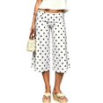 thumbnail image 2 of RUTAYY Women's Pants Cropped Wide Leg Polka Dot Fold Over Waist Loose Stretch Casual Trousers White, 2 of 5