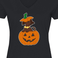 thumbnail image 4 of Inktastic Halloween Dachshund in Pumpkin Women's V-Neck T-Shirt, 4 of 5