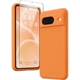 thumbnail image 1 of KOMI for Google Pixel 8 Case, Liquid Silicone Case with 2X Screen Protectors, Full Body Protective Cover, Shockproof, Slim Phone Case, Anti-Scratch Soft Microfiber Lining 6.2", Orange, 1 of 5