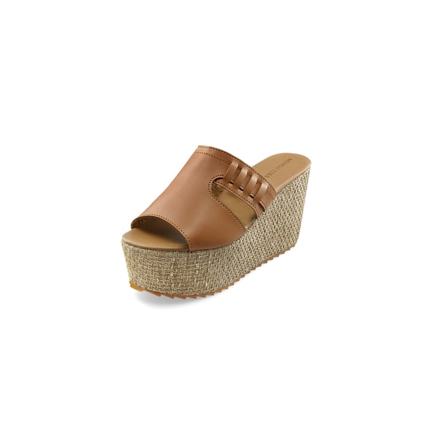 Sandalia De Plataforma Color Camel Con Suela De Yute Mundo Terra 028617