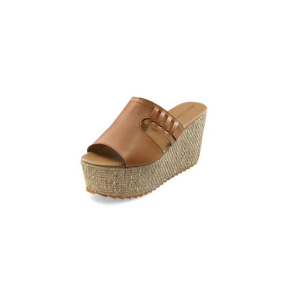 Sandalia De Plataforma Color Camel Con Suela De Yute Mundo Terra 028617