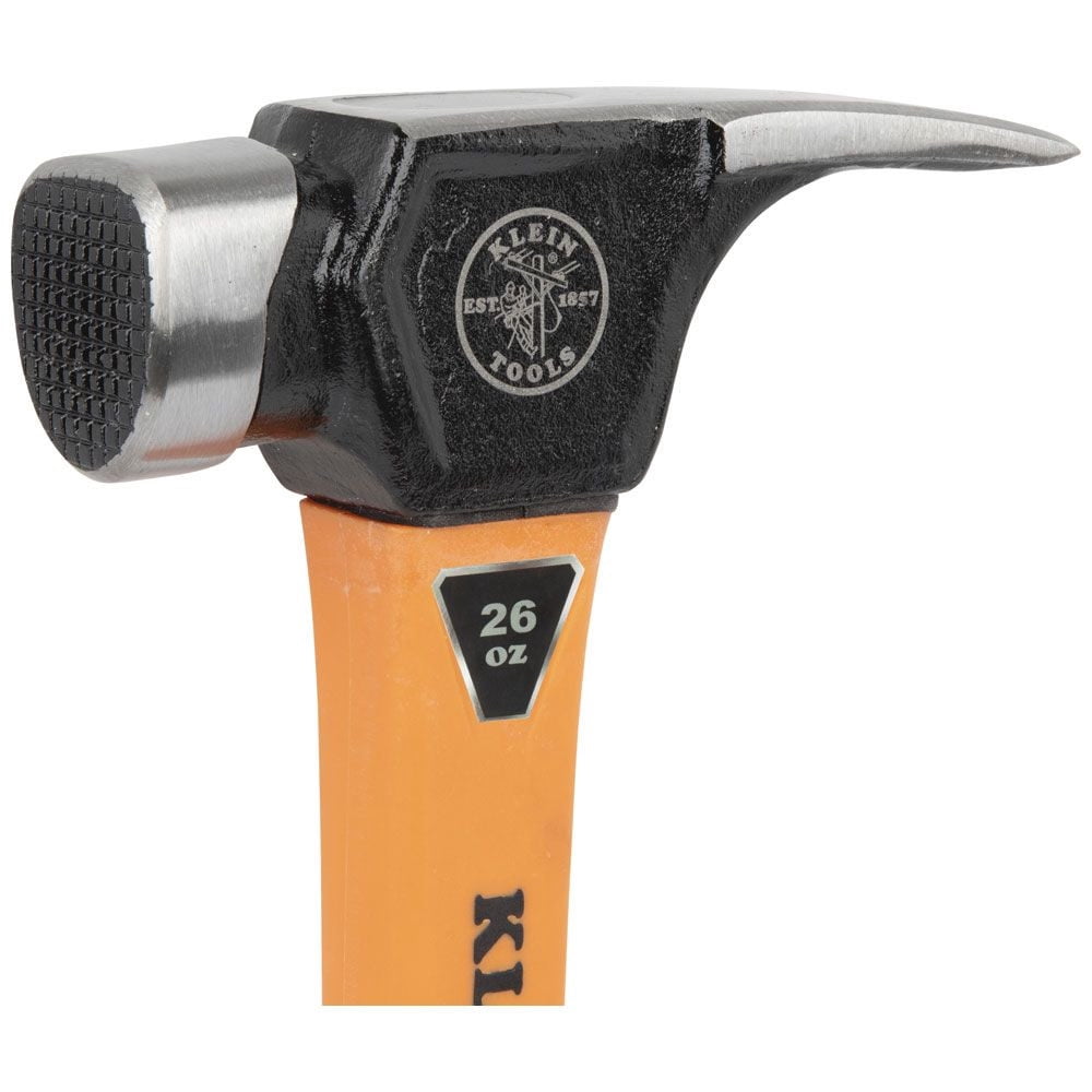 Klein Tools Lineman's Claw End Milled Face Hammer Large 26Oz Head