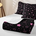 thumbnail image 4 of Manfei Cute Stars Polka Dot Bed Spread Queen,Playful Design Queen Coverlet Set,Black Pink,Pink Reversible,3 Pieces,1 Quilt and 2 Pillowcases, 4 of 7