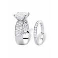 thumbnail image 2 of PalmBeach Jewelry 4.80 TCW Princess-Cut White Cubic Zirconia 2-Piece Bridal Wedding Ring Set in Platinum-plated Sterling Silver, 2 of 6