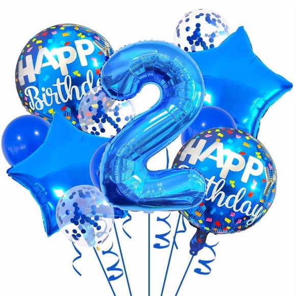 Set de globos para fiesta HAUCIAJEIN 32" azul para 2.º cumpleaños