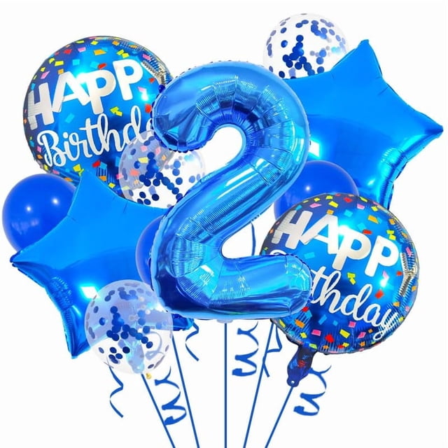Set de globos para fiesta HAUCIAJEIN 32" azul para 2.º cumpleaños