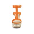 thumbnail image 6 of BLISSFUL STEP Women's Shoes Espadrille Wedge Ankle Buckle T-Strap Platform Sandals Orange 6, 6 of 7