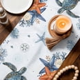 thumbnail image 3 of Sea Turtle Coastal Table Runner 70 Inches, Summer Coral Starfish Nautical Blue Bed Runner Dresser Scarves Tabletop for Indoor Outdoor Parties/Ceremony/Banquet, 13" x 70", 3 of 9