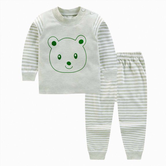 larppty Toddler Pajamas Girls Boys Warm Cotton Pjs for Kids 2 Piece Long Sleeve Pajama Set(1-2 Years,Green)