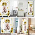 thumbnail image 5 of Shower Curtain Bathroom Set Farm Pig Summer Flower Waterproof Fabric Shower Curtains with Grommets&Hooks, Yellow Sunflower Green Leaf Privacy Bath Curtain for Bathtub 72x84in, 5 of 9