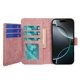 thumbnail image 3 of For iPhone 17 Pro Leather Case Line Pattern Wallet Phone Cover with 9 Card Slots - Rose, 3 of 5