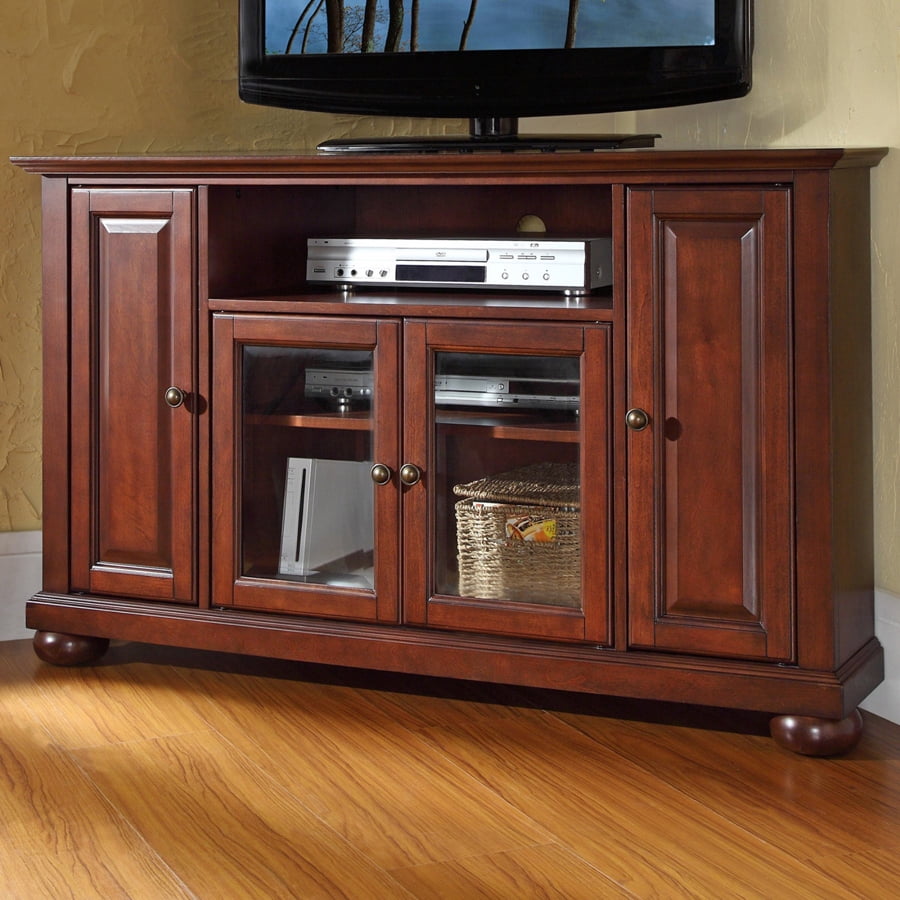 Alexandria KF10006AMA Wood Corner TV Stand With Round Bun Feet